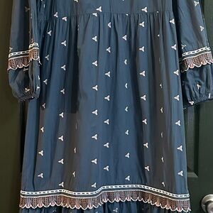 Marie Oliver Dark Blue Maxi Dress with White Details
